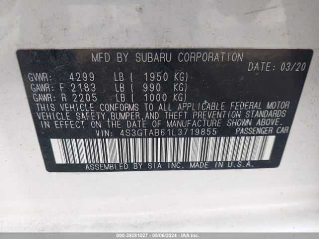 Photo 8 VIN: 4S3GTAB61L3719855 - SUBARU IMPREZA 