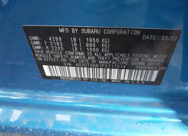 Photo 8 VIN: 4S3GTAB61P3717514 - SUBARU IMPREZA 