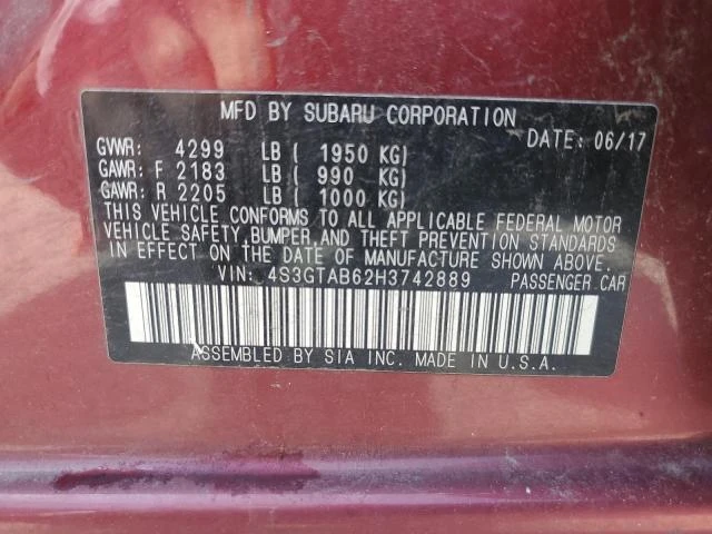 Photo 11 VIN: 4S3GTAB62H3742889 - SUBARU IMPREZA PR 