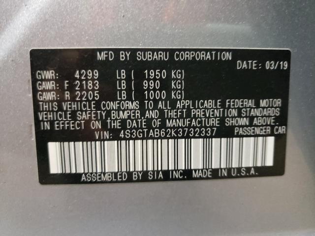 Photo 9 VIN: 4S3GTAB62K3732337 - SUBARU IMPREZA 