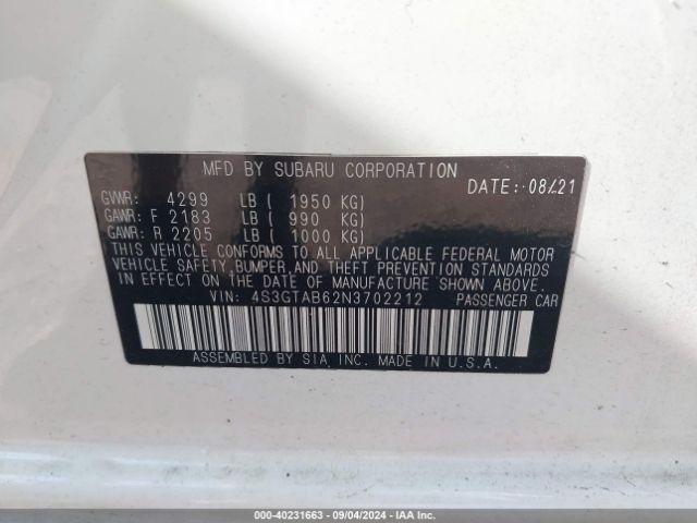 Photo 8 VIN: 4S3GTAB62N3702212 - SUBARU IMPREZA 