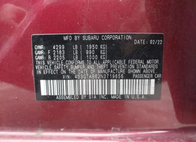 Photo 8 VIN: 4S3GTAB62N3719656 - SUBARU IMPREZA 