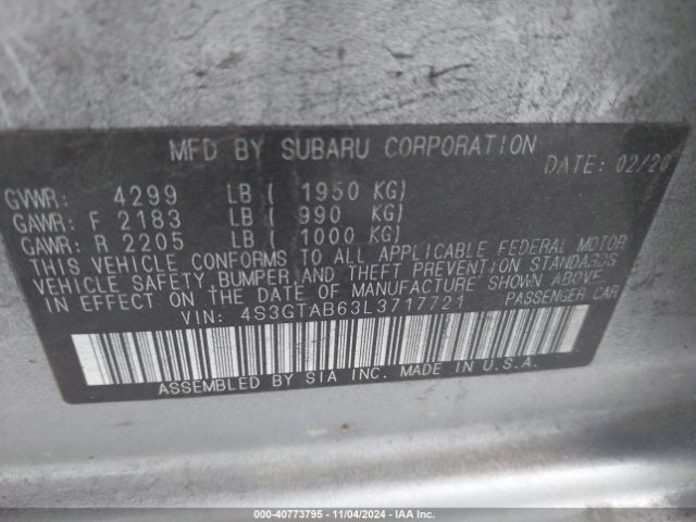 Photo 8 VIN: 4S3GTAB63L3717721 - SUBARU IMPREZA 