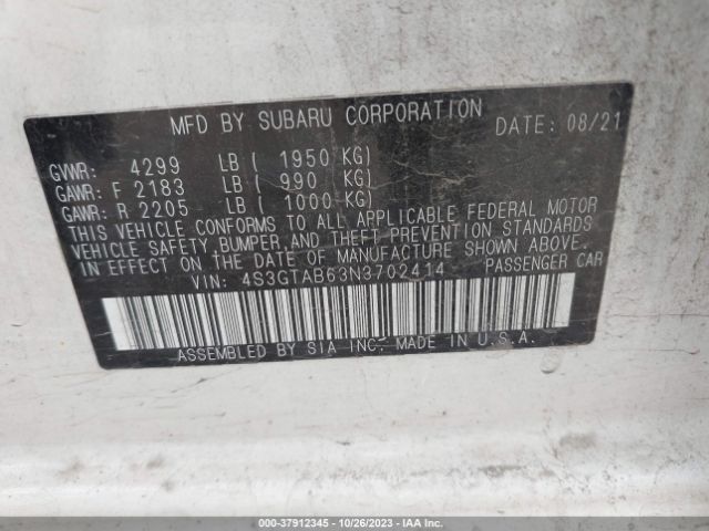 Photo 8 VIN: 4S3GTAB63N3702414 - SUBARU IMPREZA 