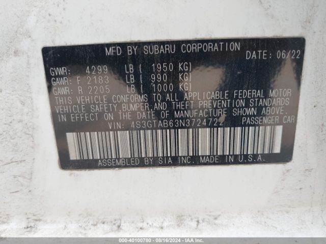 Photo 8 VIN: 4S3GTAB63N3724722 - SUBARU IMPREZA 