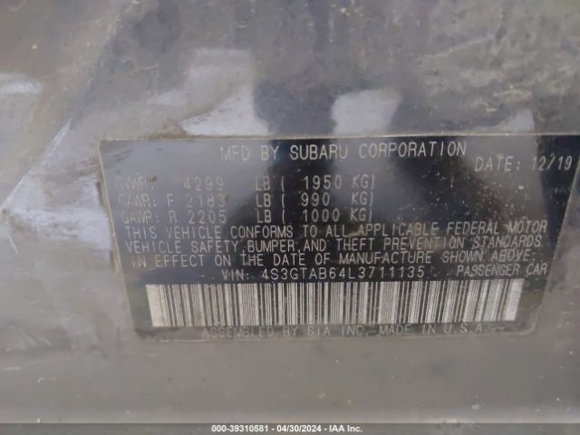 Photo 8 VIN: 4S3GTAB64L3711135 - SUBARU IMPREZA 