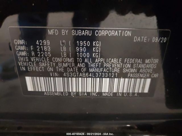 Photo 8 VIN: 4S3GTAB64L3733121 - SUBARU IMPREZA 