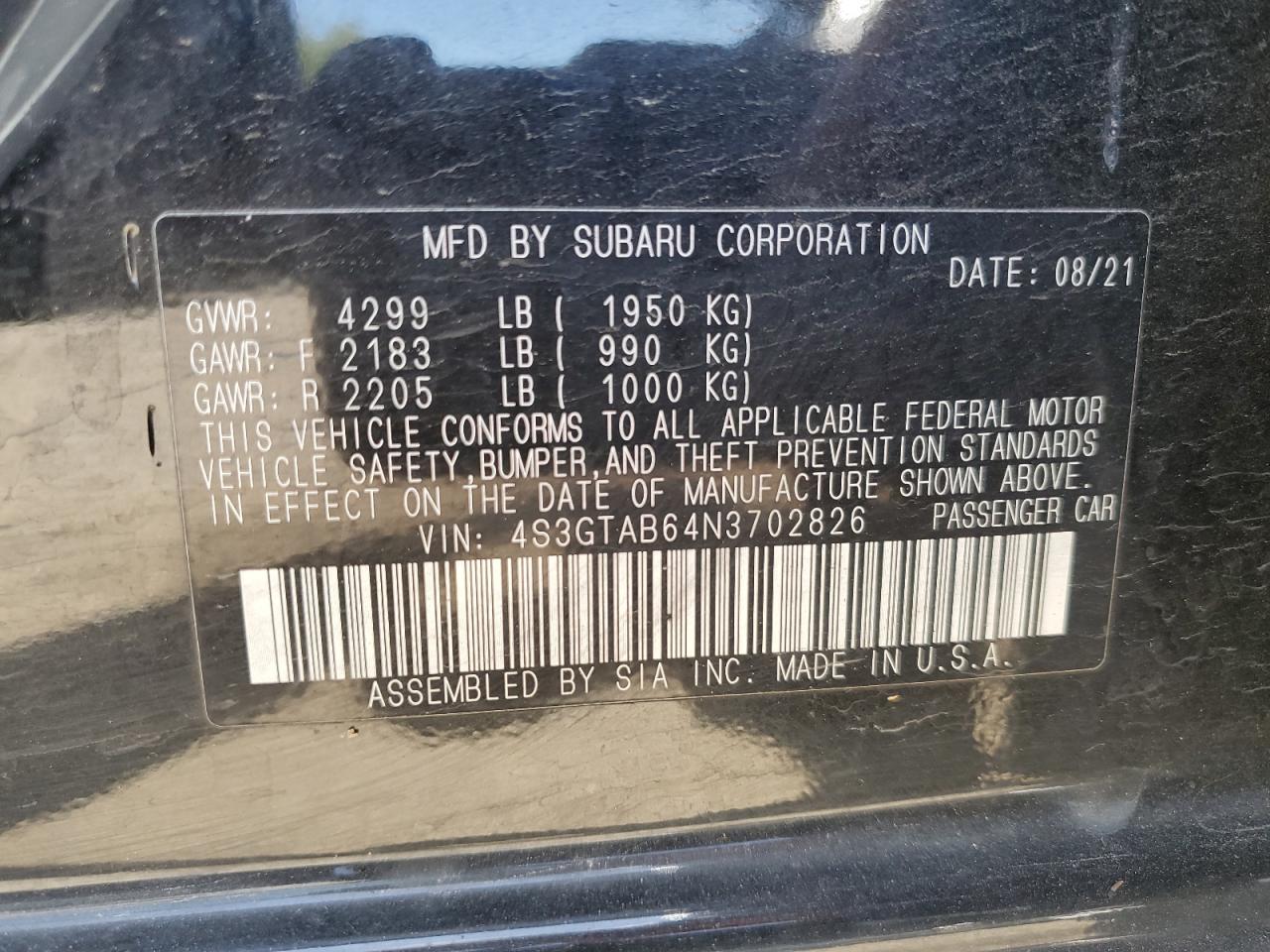 Photo 11 VIN: 4S3GTAB64N3702826 - SUBARU IMPREZA 