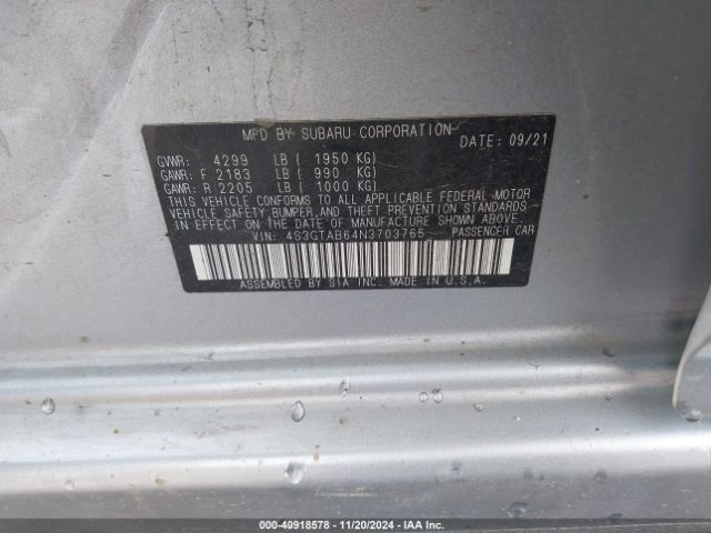 Photo 8 VIN: 4S3GTAB64N3703765 - SUBARU IMPREZA 