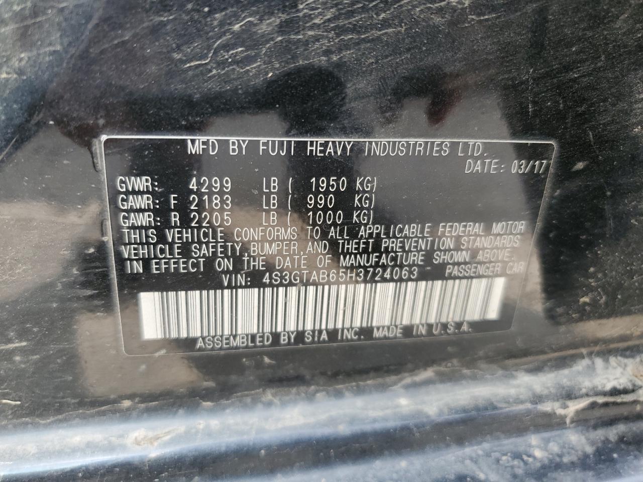 Photo 12 VIN: 4S3GTAB65H3724063 - SUBARU IMPREZA 