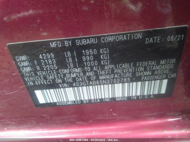 Photo 8 VIN: 4S3GTAB65N3702785 - SUBARU IMPREZA 