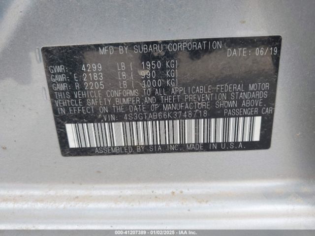 Photo 8 VIN: 4S3GTAB66K3748718 - SUBARU IMPREZA 