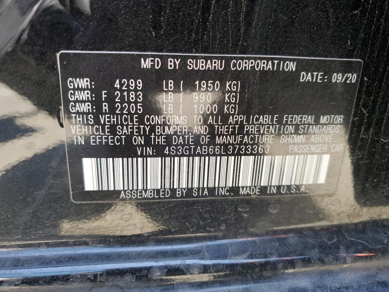 Photo 11 VIN: 4S3GTAB66L3733633 - SUBARU IMPREZA 