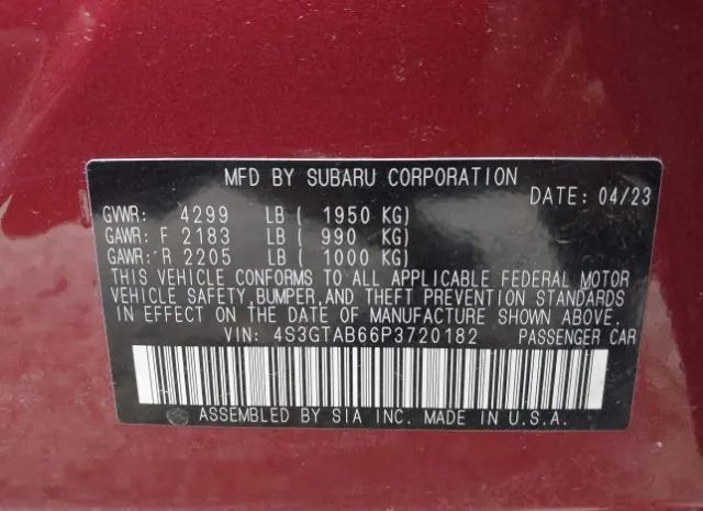 Photo 8 VIN: 4S3GTAB66P3720182 - SUBARU IMPREZA 