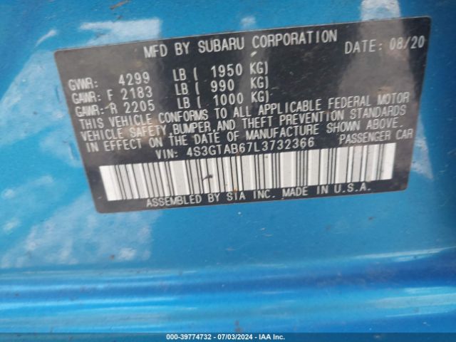 Photo 8 VIN: 4S3GTAB67L3732366 - SUBARU IMPREZA 