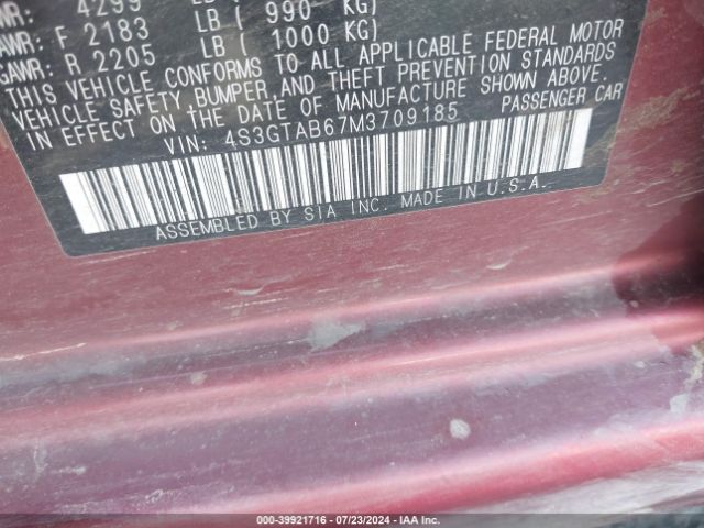 Photo 8 VIN: 4S3GTAB67M3709185 - SUBARU IMPREZA 