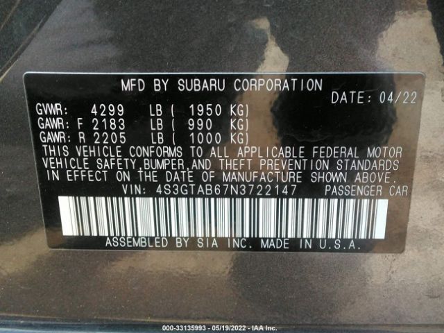 Photo 8 VIN: 4S3GTAB67N3722147 - SUBARU IMPREZA 