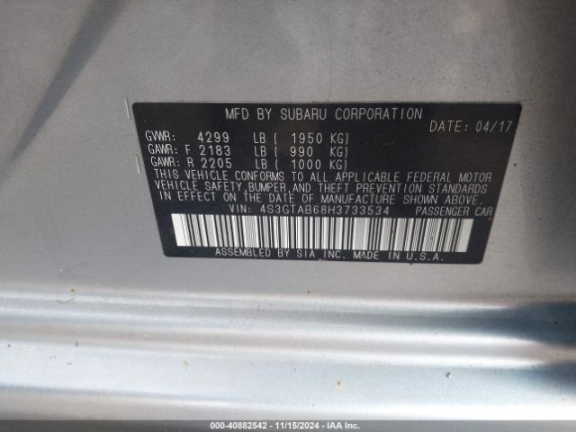 Photo 8 VIN: 4S3GTAB68H3733534 - SUBARU IMPREZA 