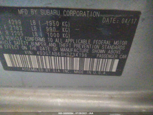 Photo 8 VIN: 4S3GTAB68H3734196 - SUBARU IMPREZA 