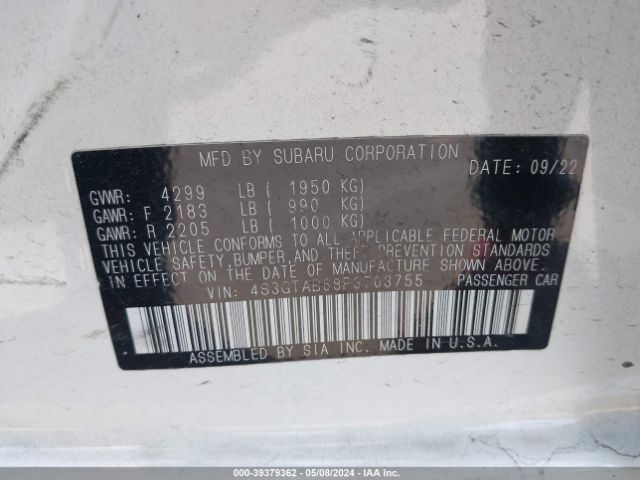 Photo 8 VIN: 4S3GTAB68P3703755 - SUBARU IMPREZA 