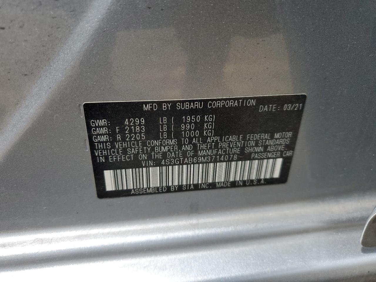 Photo 11 VIN: 4S3GTAB69M3714078 - SUBARU IMPREZA 