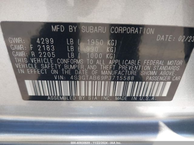 Photo 8 VIN: 4S3GTAB69P3715588 - SUBARU IMPREZA 