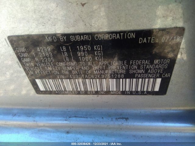 Photo 8 VIN: 4S3GTAC62K3751288 - SUBARU IMPREZA 