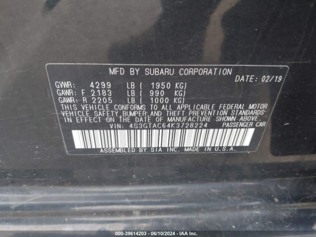 Photo 8 VIN: 4S3GTAC64K3728224 - SUBARU IMPREZA 