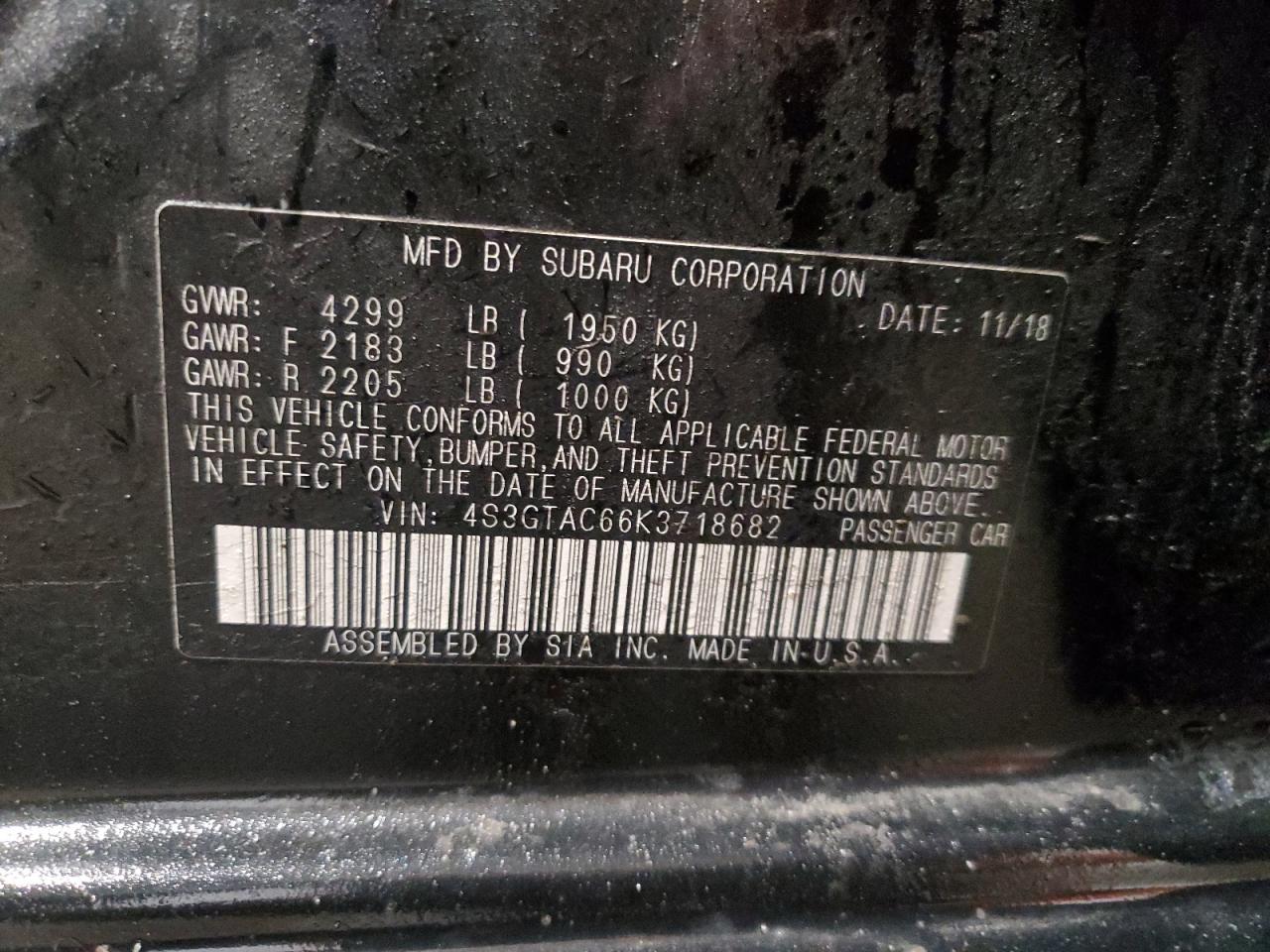 Photo 11 VIN: 4S3GTAC66K3718682 - SUBARU IMPREZA 