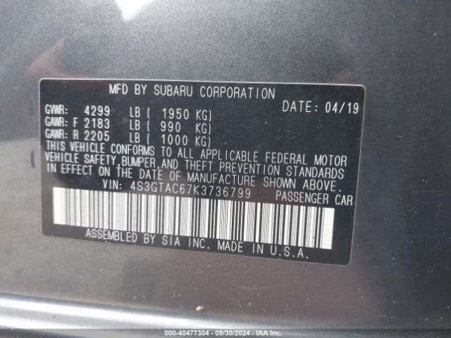 Photo 8 VIN: 4S3GTAC67K3736799 - SUBARU IMPREZA 