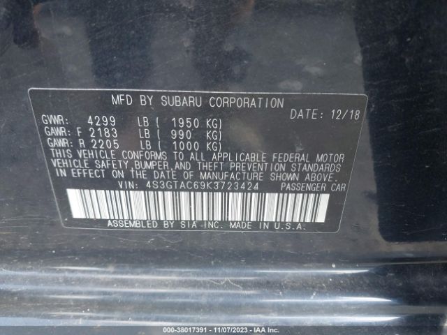 Photo 8 VIN: 4S3GTAC69K3723424 - SUBARU IMPREZA 