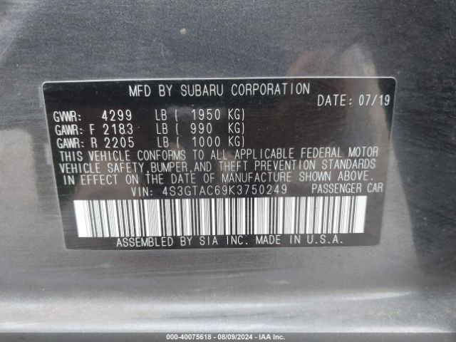 Photo 8 VIN: 4S3GTAC69K3750249 - SUBARU IMPREZA 