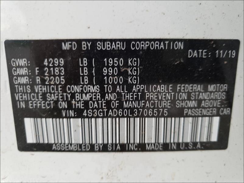 Photo 9 VIN: 4S3GTAD60L3706575 - SUBARU IMPREZA PR 