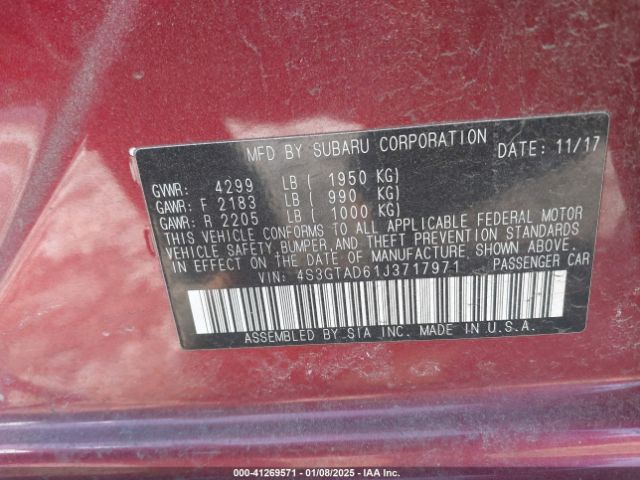 Photo 8 VIN: 4S3GTAD61J3717971 - SUBARU IMPREZA 