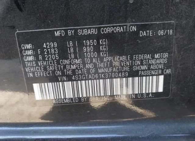 Photo 8 VIN: 4S3GTAD61K3700489 - SUBARU IMPREZA 