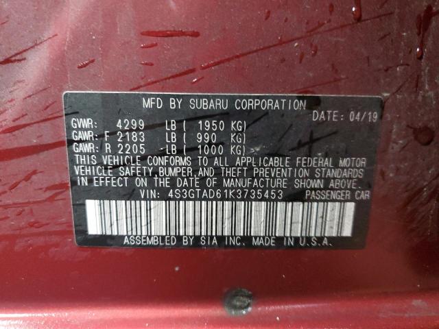 Photo 12 VIN: 4S3GTAD61K3735453 - SUBARU IMPREZA 