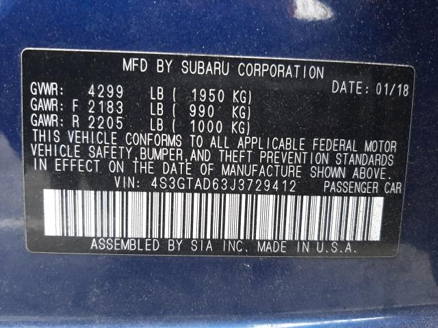 Photo 9 VIN: 4S3GTAD63J3729412 - SUBARU IMPREZA 