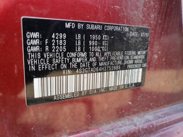 Photo 12 VIN: 4S3GTAD64H3752885 - SUBARU IMPREZA 