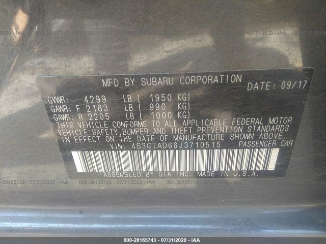 Photo 8 VIN: 4S3GTAD66J3710515 - SUBARU IMPREZA 