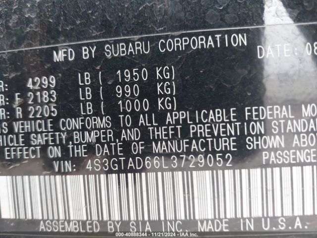 Photo 8 VIN: 4S3GTAD66L3729052 - SUBARU IMPREZA 