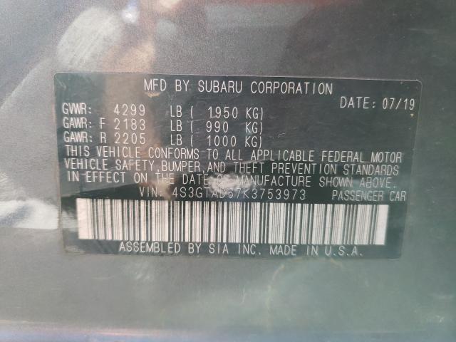 Photo 9 VIN: 4S3GTAD67K3753973 - SUBARU IMPREZA PR 