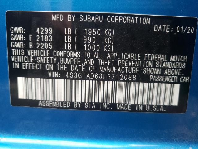 Photo 9 VIN: 4S3GTAD68L3712088 - SUBARU IMPREZA PR 