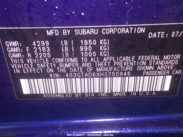 Photo 8 VIN: 4S3GTAD6XH3750946 - SUBARU IMPREZA 