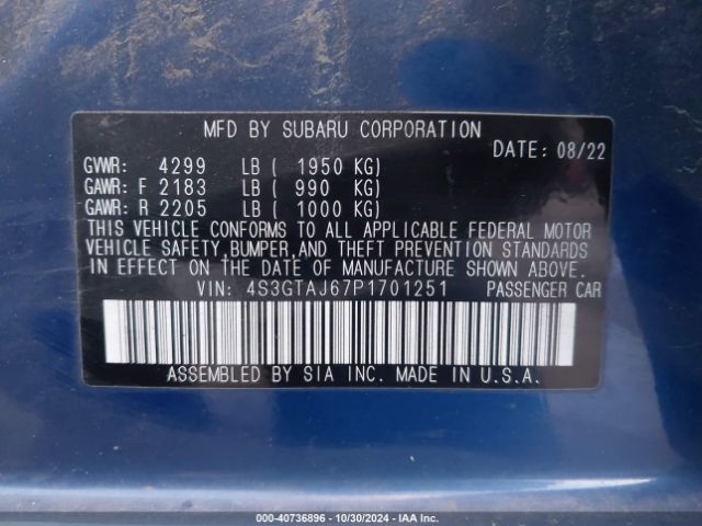 Photo 8 VIN: 4S3GTAJ67P1701251 - SUBARU IMPREZA 