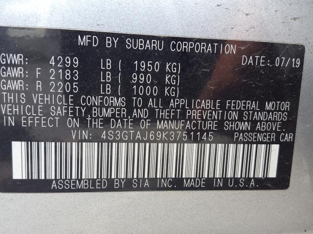 Photo 9 VIN: 4S3GTAJ69K3751145 - SUBARU IMPREZA SP 