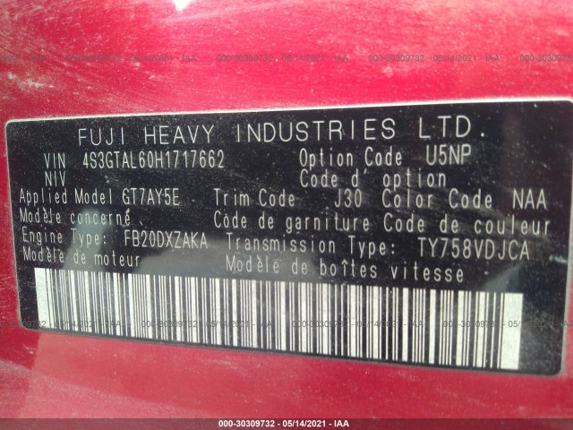 Photo 8 VIN: 4S3GTAL60H1717662 - SUBARU IMPREZA 