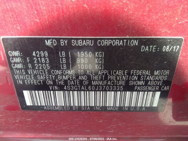 Photo 8 VIN: 4S3GTAL60J3703335 - SUBARU IMPREZA 