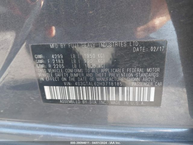 Photo 8 VIN: 4S3GTAL62H3718185 - SUBARU IMPREZA 