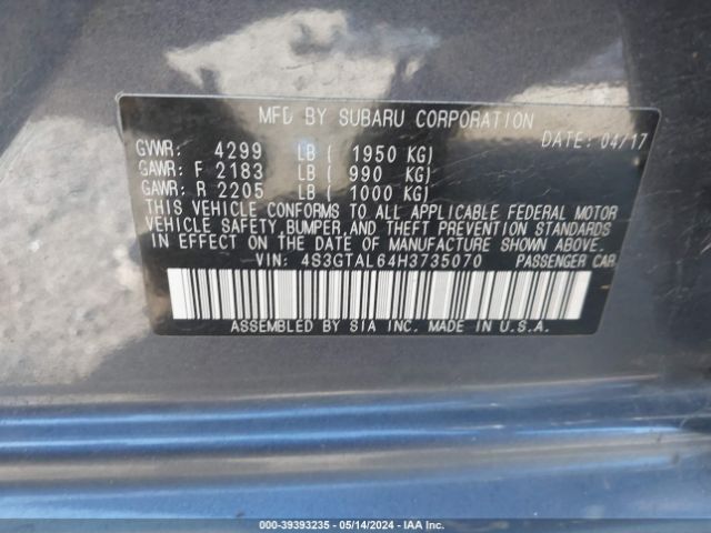 Photo 8 VIN: 4S3GTAL64H3735070 - SUBARU IMPREZA 