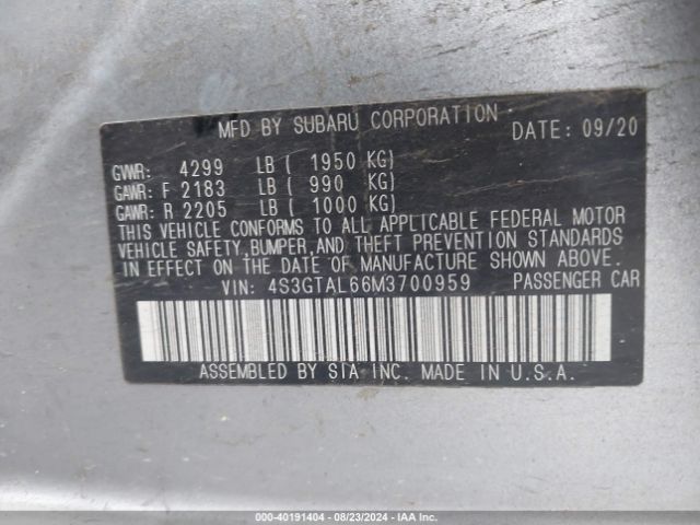 Photo 8 VIN: 4S3GTAL66M3700959 - SUBARU IMPREZA 